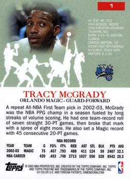 2003-04 Topps Pristine #1 Tracy McGrady Back