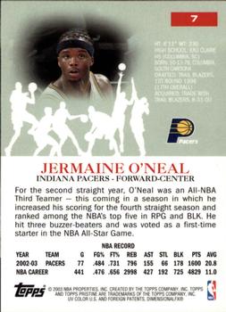 2003-04 Topps Pristine #7 Jermaine O'Neal Back