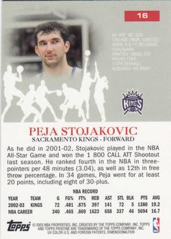 2003-04 Topps Pristine #16 Peja Stojakovic Back