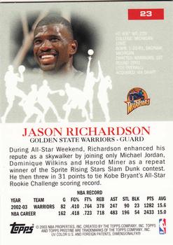 2003-04 Topps Pristine #23 Jason Richardson Back