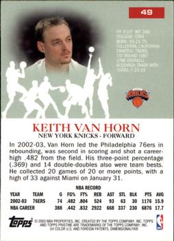 2003-04 Topps Pristine #49 Keith Van Horn Back