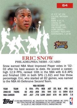 2003-04 Topps Pristine #64 Eric Snow Back