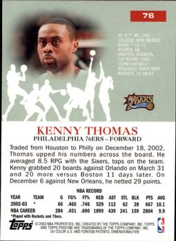 2003-04 Topps Pristine #76 Kenny Thomas Back