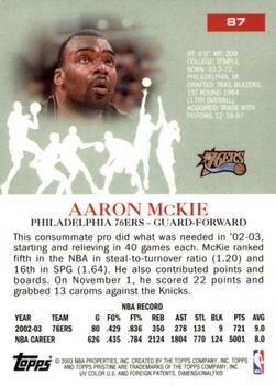 2003-04 Topps Pristine #87 Aaron McKie Back