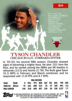 2003-04 Topps Pristine #94 Tyson Chandler Back