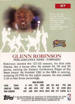 2003-04 Topps Pristine #97 Glenn Robinson Back