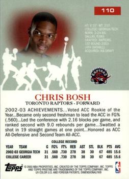 2003-04 Topps Pristine #110 Chris Bosh Back