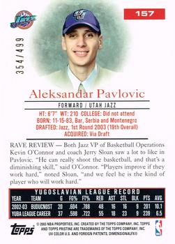 2003-04 Topps Pristine #157 Aleksandar Pavlovic Back