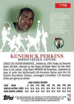 2003-04 Topps Pristine #179 Kendrick Perkins Back
