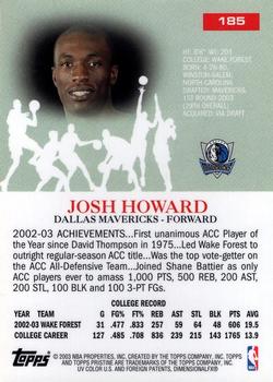 2003-04 Topps Pristine #185 Josh Howard Back
