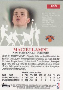 2003-04 Topps Pristine #188 Maciej Lampe Back