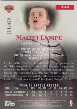 2003-04 Topps Pristine #189 Maciej Lampe Back