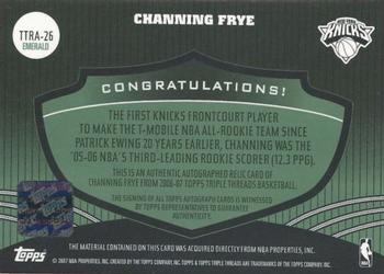 2006-07 Topps Triple Threads - Relics Autographs Emerald #TTRA-26 Channing Frye Back