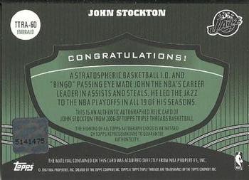 2006-07 Topps Triple Threads - Relics Autographs Emerald #TTRA-60 John Stockton Back