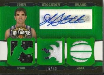2006-07 Topps Triple Threads - Relics Autographs Emerald #TTRA-60 John Stockton Front