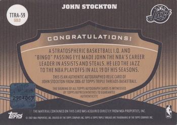2006-07 Topps Triple Threads - Relics Autographs Gold #TTRA-59 John Stockton Back
