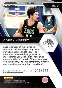 2021 Panini Prizm Draft Picks - Red #8 Corey Kispert Back