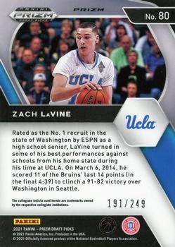 2021 Panini Prizm Draft Picks - Blue Wave #80 Zach LaVine Back