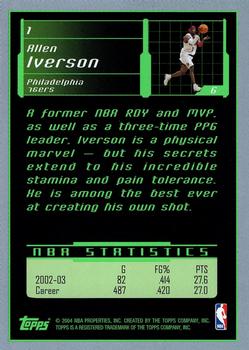 2003-04 Topps Rookie Matrix #1 Allen Iverson Back
