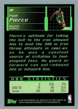 2003-04 Topps Rookie Matrix #10 Paul Pierce Back