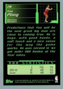 2003-04 Topps Rookie Matrix #20 Yao Ming Back