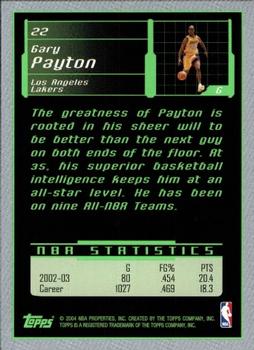 2003-04 Topps Rookie Matrix #22 Gary Payton Back