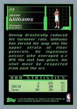 2003-04 Topps Rookie Matrix #23 Jason Williams Back