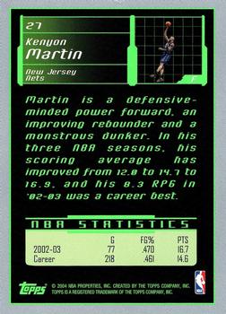 2003-04 Topps Rookie Matrix #27 Kenyon Martin Back