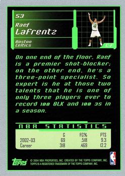2003-04 Topps Rookie Matrix #53 Raef LaFrentz Back