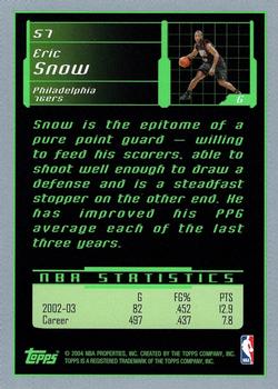 2003-04 Topps Rookie Matrix #57 Eric Snow Back