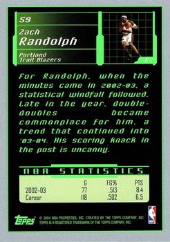 2003-04 Topps Rookie Matrix #59 Zach Randolph Back