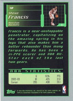 2003-04 Topps Rookie Matrix #70 Steve Francis Back