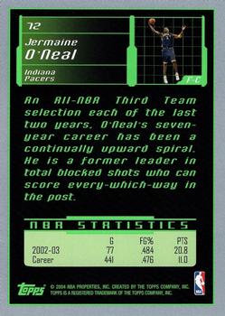 2003-04 Topps Rookie Matrix #72 Jermaine O'Neal Back
