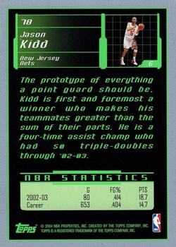 2003-04 Topps Rookie Matrix #78 Jason Kidd Back