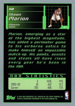 2003-04 Topps Rookie Matrix #80 Shawn Marion Back