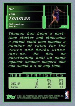 2003-04 Topps Rookie Matrix #83 Tim Thomas Back
