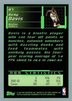 2003-04 Topps Rookie Matrix #87 Ricky Davis Back