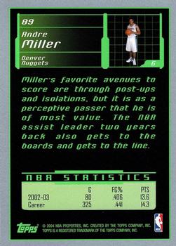 2003-04 Topps Rookie Matrix #89 Andre Miller Back