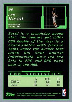 2003-04 Topps Rookie Matrix #90 Pau Gasol Back