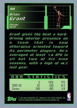 2003-04 Topps Rookie Matrix #98 Brian Grant Back
