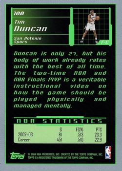 2003-04 Topps Rookie Matrix #100 Tim Duncan Back