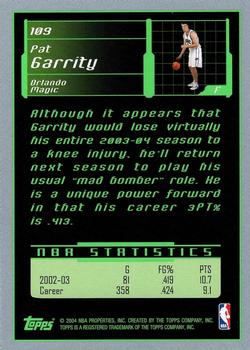 2003-04 Topps Rookie Matrix #109 Pat Garrity Back