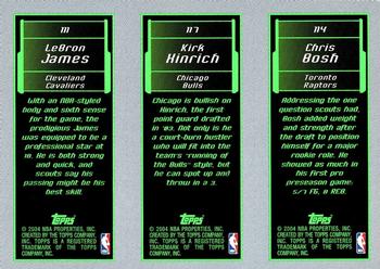 2003-04 Topps Rookie Matrix #114 / 117 / 111 Chris Bosh / Kirk Hinrich / LeBron James Back
