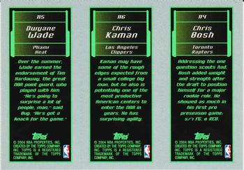 2003-04 Topps Rookie Matrix #114 / 116 / 115 Chris Bosh / Chris Kaman / Dwyane Wade Back