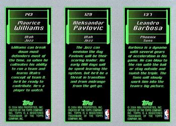 2003-04 Topps Rookie Matrix #137 / 129 / 143 Leandro Barbosa / Aleksandar Pavlovic / Maurice Williams Back