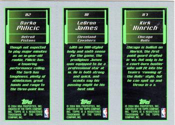 2003-04 Topps Rookie Matrix #117 / 111 / 112 Kirk Hinrich / LeBron James / Darko Milicic Back