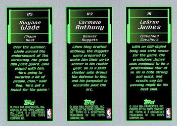2003-04 Topps Rookie Matrix #111 / 113 / 115 LeBron James / Carmelo Anthony / Dwyane Wade Back