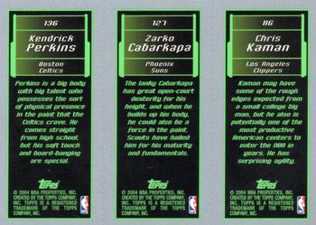 2003-04 Topps Rookie Matrix #116 / 127 / 136 Chris Kaman / Zarko Cabarkapa / Kendrick Perkins Back