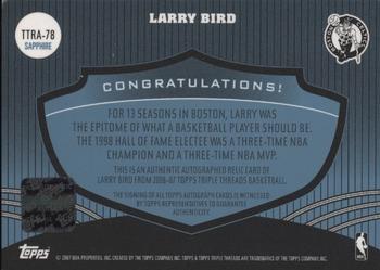 2006-07 Topps Triple Threads - Relics Autographs Sapphire #TTRA-78 Larry Bird Back