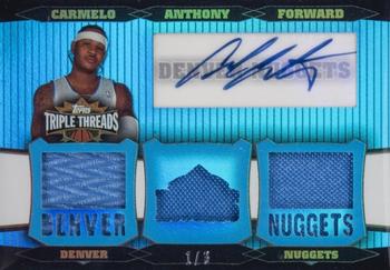 2006-07 Topps Triple Threads - Relics Autographs Sapphire #TTRA-109 Carmelo Anthony Front